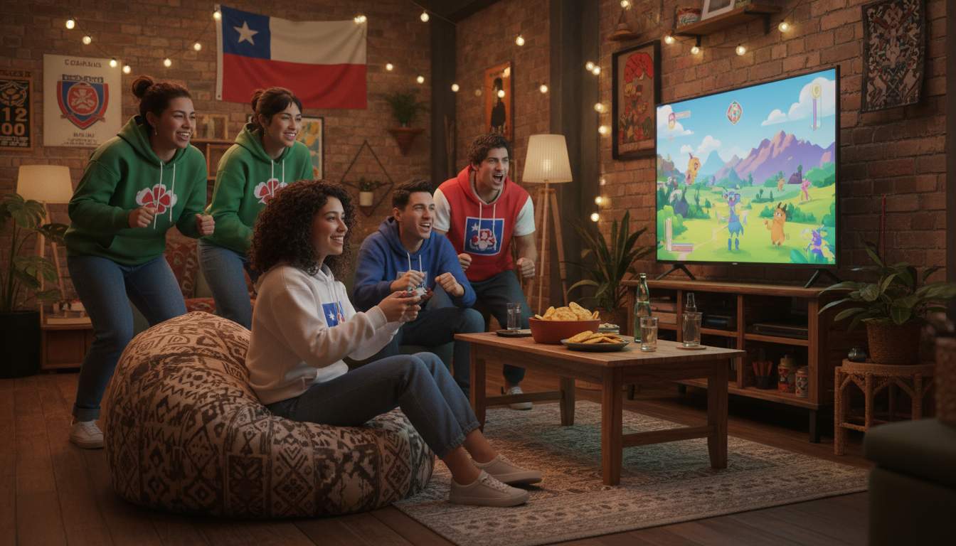 A woman enjoying online gaming at home